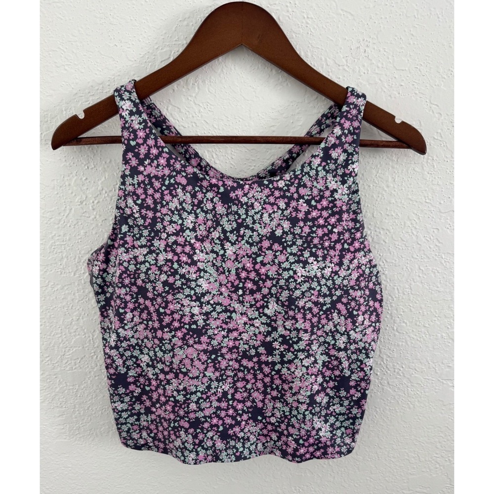 Sage Collective Longline Sports Bra Workout Top Racerback Floral Size Large Yoga